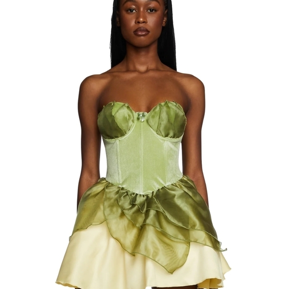 Dolls Kill Olive Green Strapless Mini Dress - Picture 1 of 6